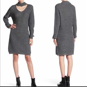 Solutions Gigi mock cutout V neck Sweater Dress